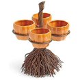 thumbnail image 1 of Bowl Display Tray Dessert Holder With Three Ceramic Pumpkin-shaped Bowls Caddy Tabletop Decor Dish Utensil Snack Rack, 1 of 10