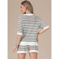 thumbnail image 3 of DARING DIVA Women's 2 Piece Crochet Short Sets Striped V Neck Tops S Brown Striped, 3 of 6