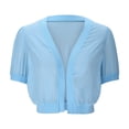 thumbnail image 5 of JGGSPWM Women Shrug Soft Chiffon Open Front Sheer Half Sleeve Cardigan for Evening Dress Light Blue L, 5 of 7