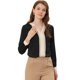 thumbnail image 1 of Blusa de Color de Contraste Allegra K con Cuello Dividido para Mujer Negro XS, 1 of 5