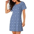 thumbnail image 2 of Easygdp Stylized Flowers Vintage Boho Camisón de manga corta para mujer, informal, estampado, 2 of 6