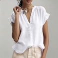 thumbnail image 5 of Casual Blouses Women Short Sleeve Baberdicy V Neck Short Sleeve Top, Plus Size Linen Shirt, Summer Casual Blouse, Loose Fit Tee, Breathable Womens Top White 3Xl, 5 of 6