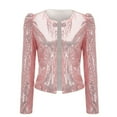thumbnail image 4 of TANGNADE Women Casual Fashion Sequin Sequins Sparkling Cardigan Jacket, Pink XXL, 4 of 7