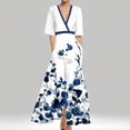 thumbnail image 4 of Floral Print V-Neck Wrap Maxi Dress With Belt 28751-Blue, 4 of 7
