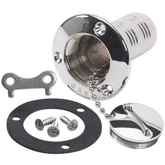 Moeller Marine Fuel Filler Neck 035740-10 Internally Threaded Cap; 1-1/2 Inch Fill Hose; Screw Mount; Straight; Without Vent; With Gasket/Screw; For Marine Applications