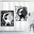 thumbnail image 1 of Celtic Shower Curtain, Bird Silhouettes Fantastic Animals with Tracery Inspired Ornamental Pattern, Fabric Bathroom Set with Hooks, 69W X 70L Inches, Black and White, by Ambesonne, 1 of 3