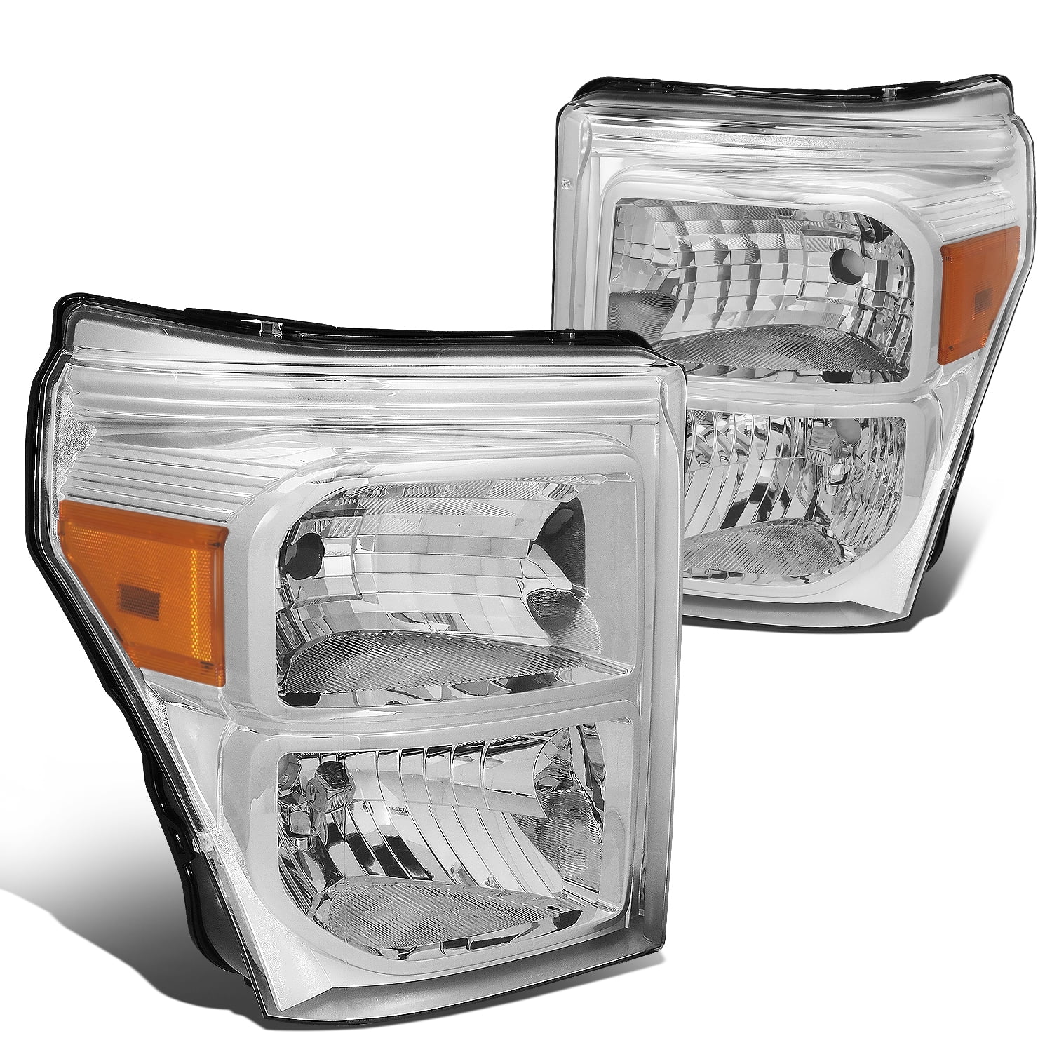 Fits 11-16 Ford F250 F350 F450 F550 SuperDuty Clear Headlights Lamps Left+Right