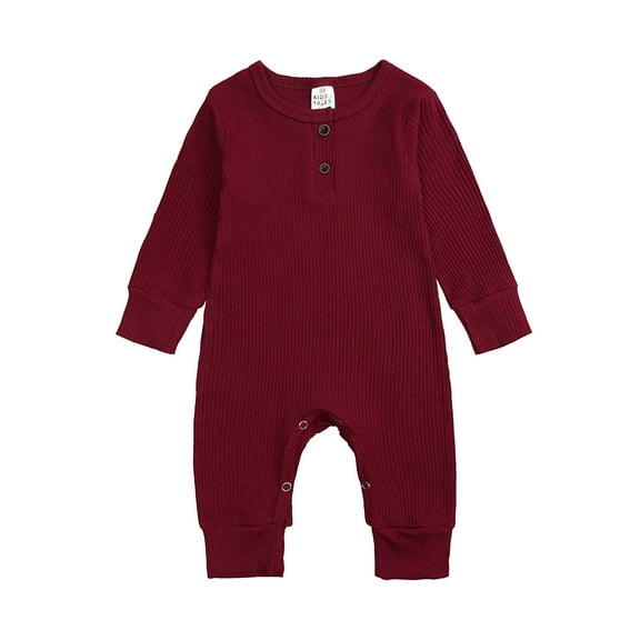 Newborn Baby Solid Color Jumpsuit Spring and Autumn Long-Sleeved Clothes Set Girls Boys Cotton Jumpsuit 0-24M