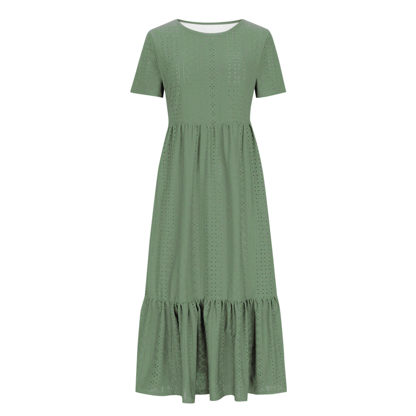 Sentmoon Summer Dress for Women Short Sleeve Solid Color Stretchy Birthday Dress 2026 Trendy Regular Fit Crew Neck Vacation Dresses for Women for Night Out and Club Green L