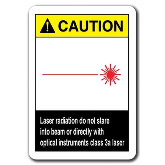 Caution Sign - Laser Radiation Do Not Stare Into Beam Or Directly With Optical Instruments Class 3a Laser 7"x10" Plastic Safety Sign ansi osha