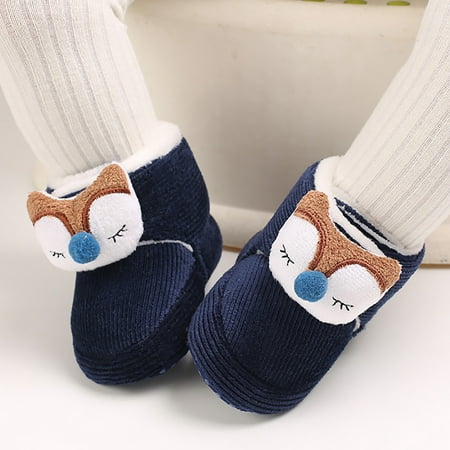 

Gubotare Baby Booties Girl Baby Girl Boy Cotton Booties Stay On Sock Slippers Soft Bedroom Shoes Non-Skid Ankle Boots With Grippers Toddler Crib Warm Shoe Blue 12 Months