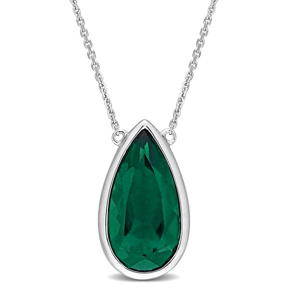 Everly Women's Created Emerald 14k White Gold Necklace