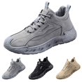 thumbnail image 4 of AUDeals Men's Lace Up Sneakers PU Leather Non Slip Thick Sole Walking Shoes Casual Work Hiking Shoes, 4 of 6