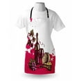 thumbnail image 3 of Wine Apron Vintage Sketchy Artwork Cheese Alcoholic Drink Fruit Abstract Design, Unisex Kitchen Bib Apron with Adjustable Neck for Cooking Baking Gardening, Hot Pink Olive Green Cream, by Ambesonne, 3 of 3