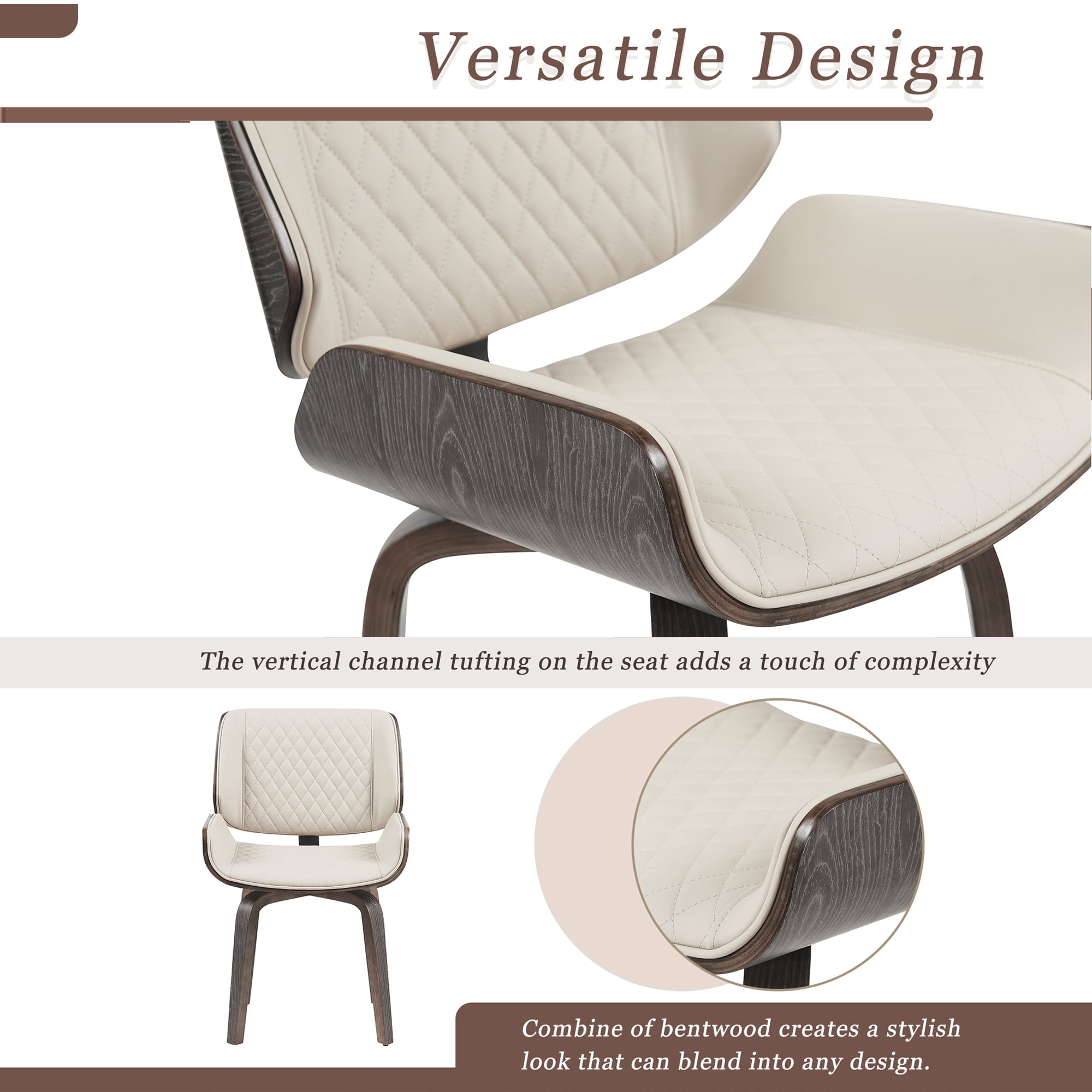 Euroco Swivel Dining Chairs Set of 2,PU Leather Upholstered Kitchen Chairs for Dining Room,Beige