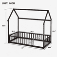 thumbnail image 7 of Miniyam Twin Size House Floor Bed for Kids, Wood Low Profile Bed Frame with Guardrails, Espresso, 7 of 7
