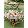 thumbnail image 3 of Outdoor Tablecloth with Umbrella Hole and Zipper, Botanical Round Table Cloth 60 Inch Waterproof Tablecloth, Spring Leaves Flowers Deers Birds Country Biege Picnic Table Cover for Patio Camping, 3 of 7