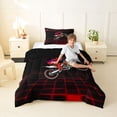 thumbnail image 3 of Manfei Motocross Sport Twin Comforter Sets, Neon Cube Bedding Set, Red and Purple, Reversible 2 Pieces, 1 Comforter and 1 Pillowcase, 3 of 6