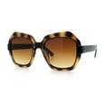 thumbnail image 5 of Womens Oversized Dimensional Thick Rectangle Retro Fashion Plastic Sunglasses [Tortoise - Brown], 5 of 7