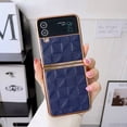 thumbnail image 1 of Compatible with Samsung Galaxy Z Flip 4 5G Case, PC + PU Leather Pattern Luxury Plating Ultra-Thin Drop Protective Phone Case Cover for Samsung Galaxy Z Flip 4 5G - Royalblue, 1 of 5