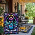 thumbnail image 6 of 2D plane, 1 2D plane peace and love gesture-themed flag courtyard, vertical double-sided garden decoration of the flag, peace and love garden flag, indoor and outdoor decoration trend theme 12x18 inc, 6 of 6