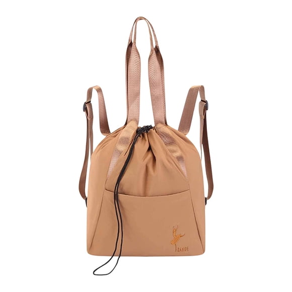 amagogo Backpack with Drawstring, Casual Daypack, Sports Bag with Front Pocket for Latin Khaki