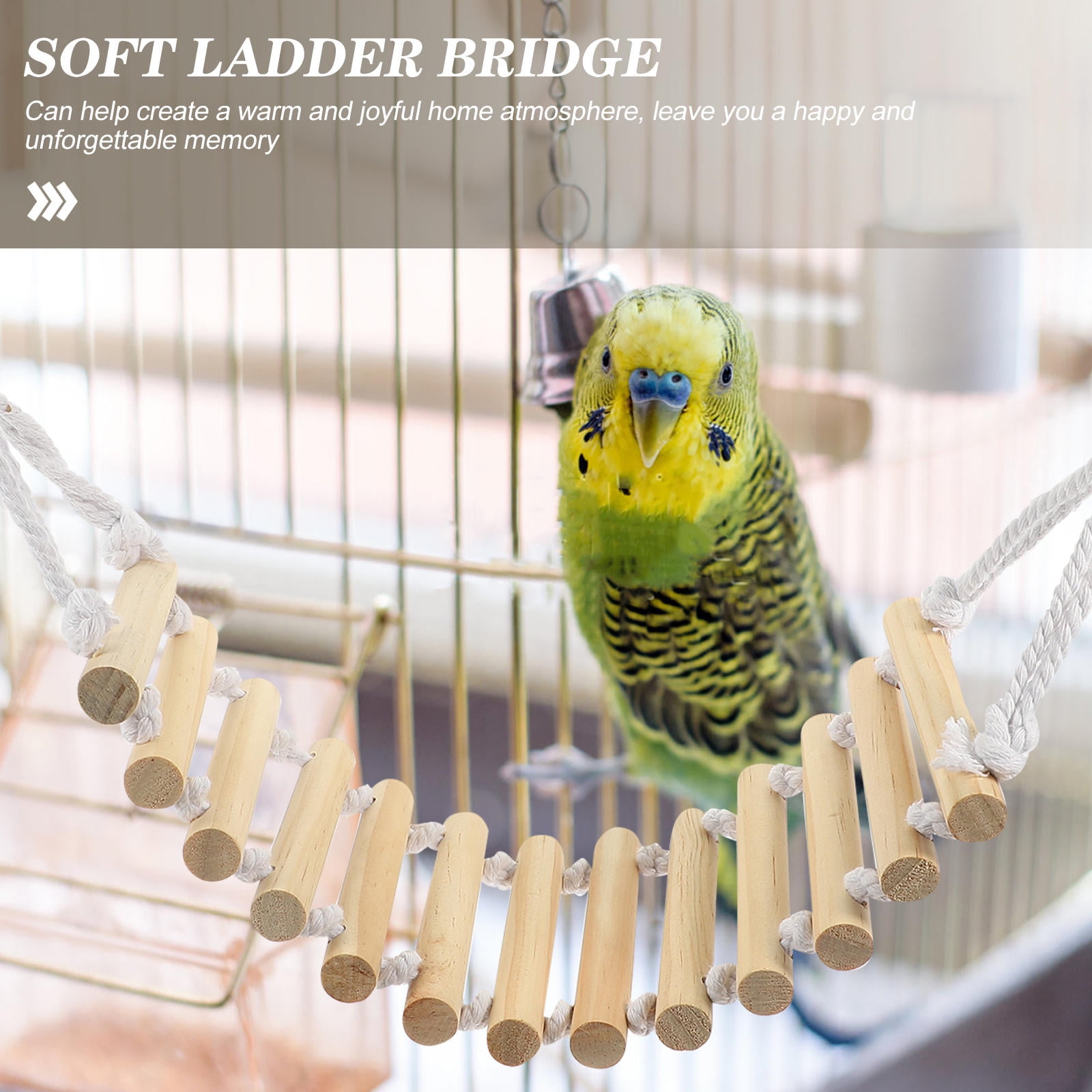 Luxshiny 2Pcs Sturdy Wooden Parrot Swing Light Yellow Bird Supply for Cage Accessories