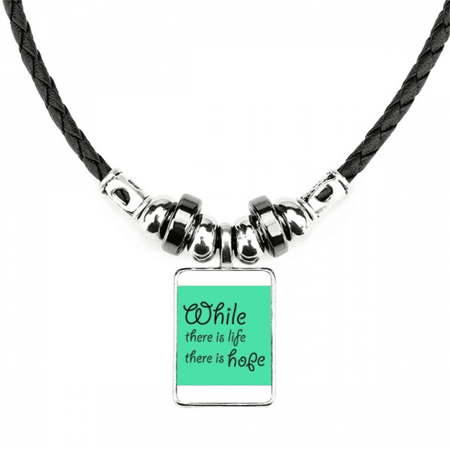 Inspirational Saying Hope Life Necklace Jewelry Torque Leather Rope Pendant