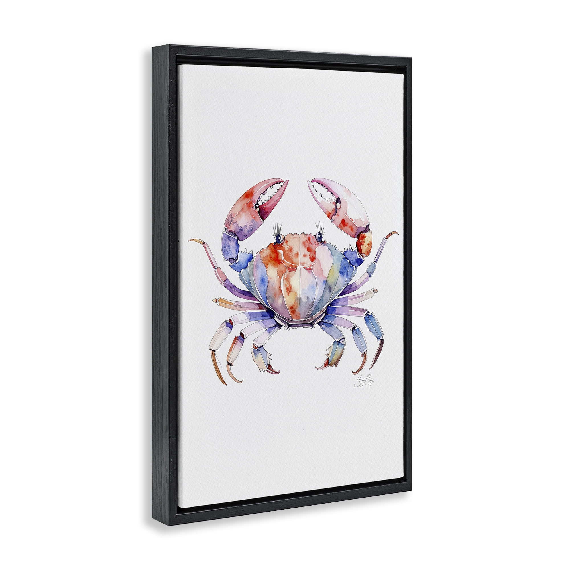 Stupell Industries Tide Dancer Crab Black Framed Floater Canvas Wall Art, design by Shelly Craig