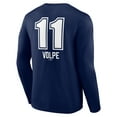 thumbnail image 3 of Men's Anthony Volpe Navy New York Yankees Fastball Player Name & Number Long Sleeve T-Shirt, 3 of 3