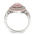 thumbnail image 2 of Primal Silver Sterling Silver Rose Gold-plated Pink and White Cubic Zirconia Cushion Ring, 2 of 7