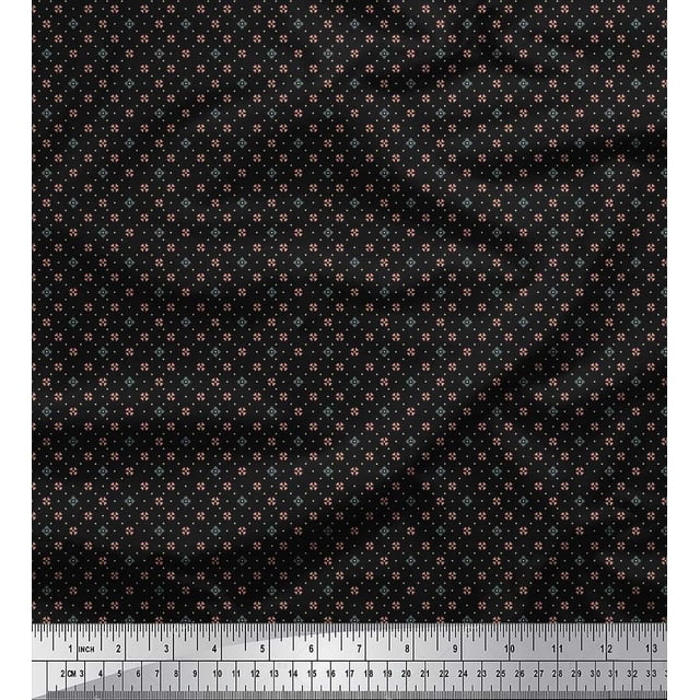 Soimoi Poly Georgette Fabric Dot & Heart Small Print Fabric by The Yard 52 Inch Wide