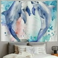 thumbnail image 2 of Orinice Dolphins Heart Shape Watercolor Tapestry Wall Hanging Unique Style for Home Decor Living Room Bedroom Apartment Farmhouse Dorm 40x30inch, 2 of 6