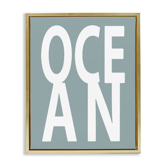 Stupell Industries Tropical Ocean Beach Text Letters Phrase Gold Floating Frame Canvas Art, 17 x 21, by Jamie MacDowell