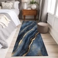 thumbnail image 4 of 2'x6' Rug Runners for Hallways Kitchen, Navy Blue Marble Non Slip Entryway Beside Floor Carpet Runner, Modern Abstract Contemporary Washable Laundry Room Bedroom Throw Rugs Mat for Family Pet, 4 of 8