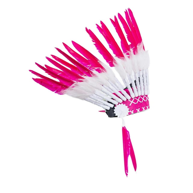 Sombrero indio de jefe americano de estilo nacional, de plumas, decoración para el carnaval, escenario de actuación, de danza, Rosado Yinane tocado indio