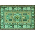 thumbnail image 1 of Ahgly Company Machine Washable Indoor Rectangle Oriental Turquoise Blue Traditional Area Rugs, 8' x 12', 1 of 4