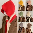thumbnail image 2 of Protection d'Oreille Chaud Extensible Tricoté Écharpe Chapeau Femmes Hiver Patchwork Couleur Capuche Écharpe Accessoires de Costume, 2 of 10