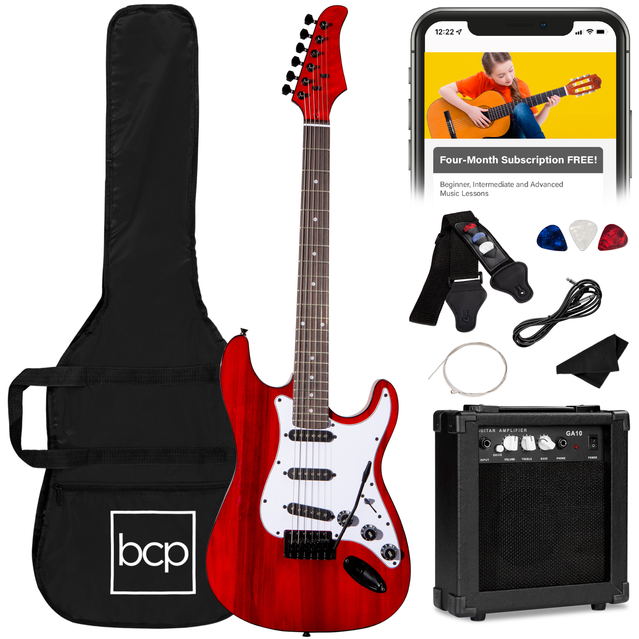 Best Choice Products 39in Beginner Electric Guitar Kit with Amp