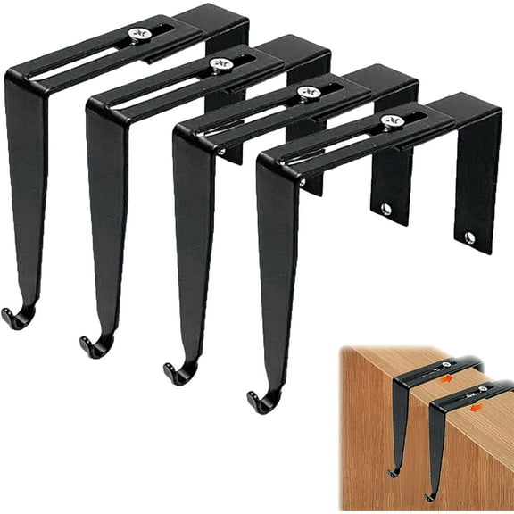 Cubicle Hooks，4 pcs Over The Door Hook Office Cubicle Hangers Cubicle Walls Hooks，with 1 3/8 Inch to 3 1/2 Inch Thickness for Universal Partition Hanger Set (Black) (4PCS)