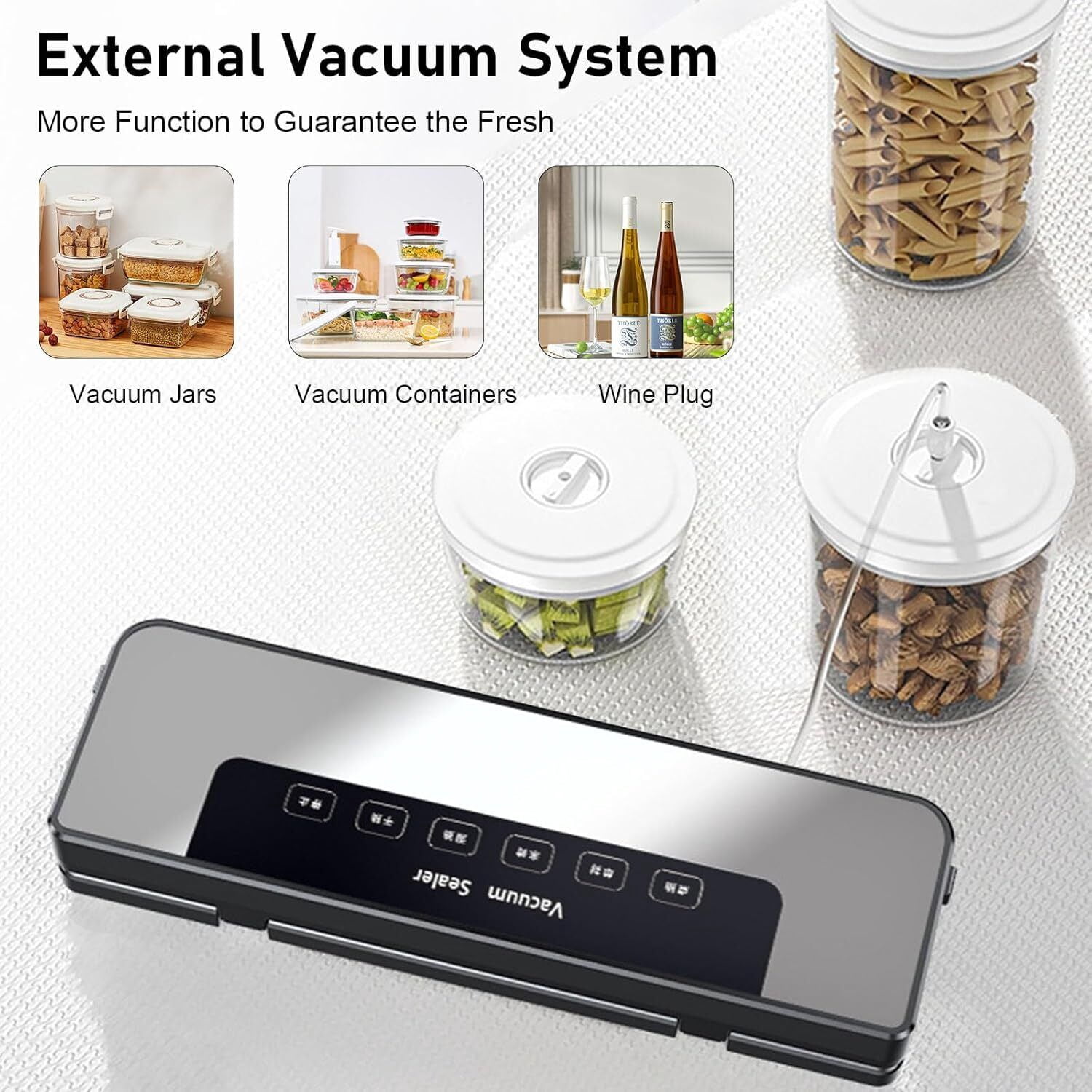 TOPCHANCES Vacuum Sealing Machine for Food Storage, Automatic Food Sealer Machine with Led Indicator Lights, Dry & Moist Food Modes