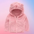 thumbnail image 3 of Toddler Girls Boys Fleece Hoody Jacket Zip Up Bear Ears Coat Warm Fluffy Winter Outwear, 3 of 8