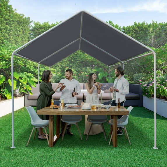 HIO 10'x20' Heavy Duty Carport Car Canopy Portable Garage Party Tent Storage Shed Boat Shelter with 4 pcs Sandbags, Grey