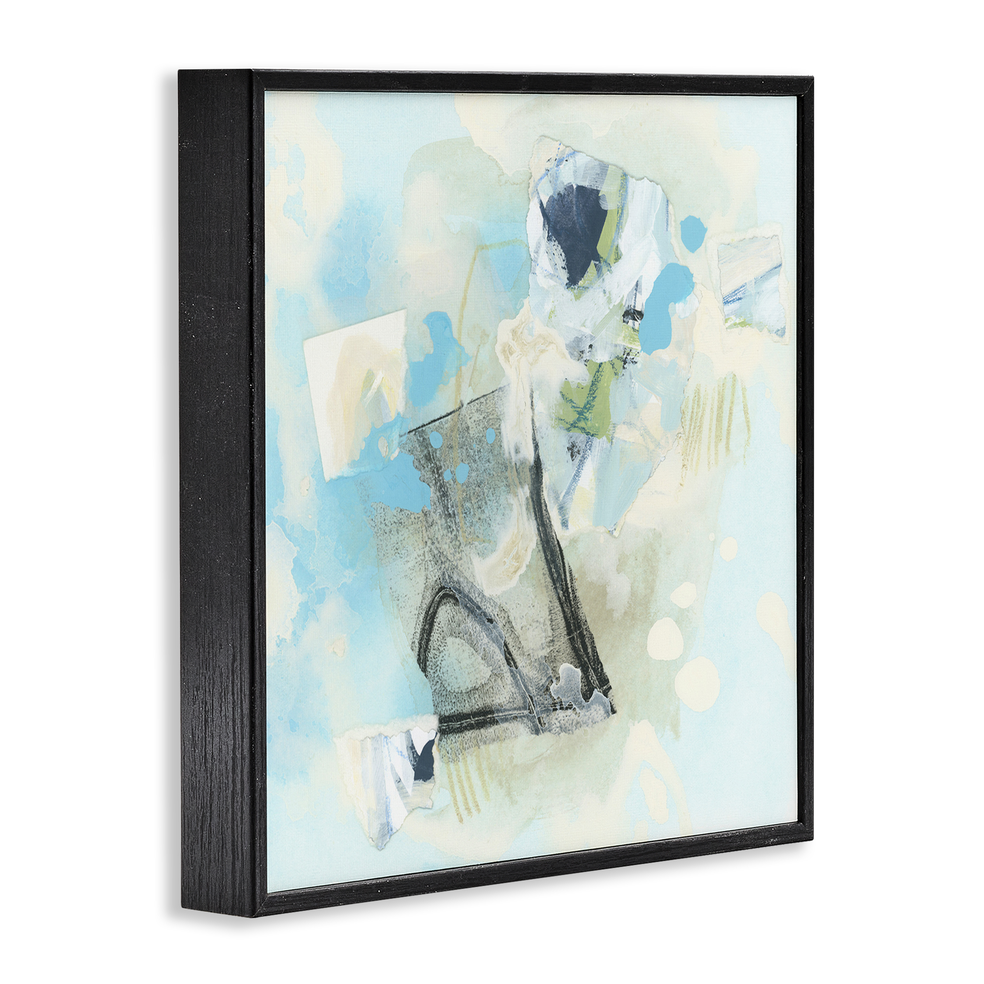 Stupell Industries Blue & Grey Abstract Abstract Painting Black Framed Art Print Wall Art, 12 x 12