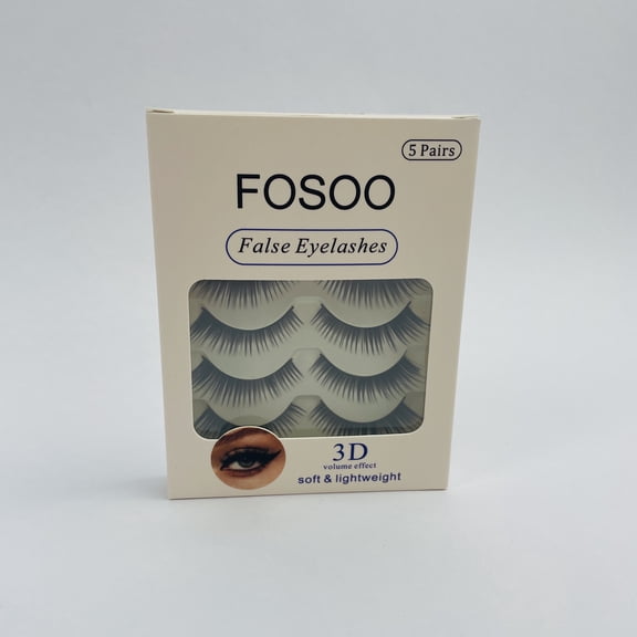 FOSOO 5 Pairs Black False Eyelashes Thick False Eyelashes