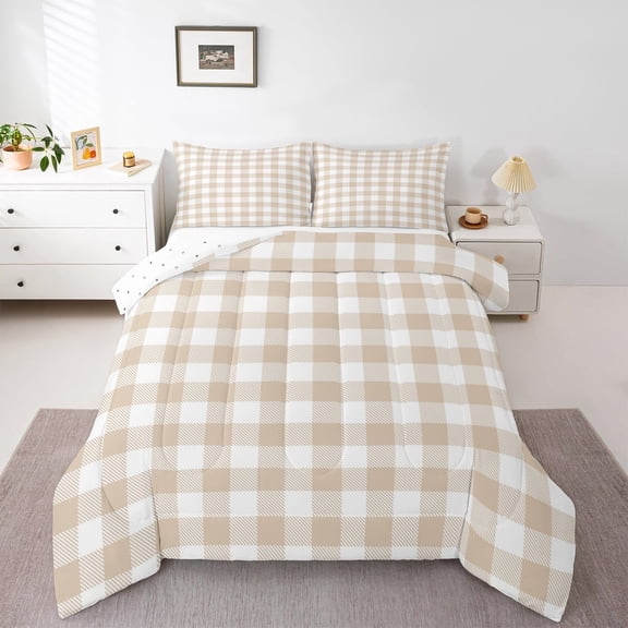 Erosebridal Checkered Bedding Sets Full with Comforter for Teens, Cartoon Plaid Duvet Insert, Square Buffalo Reversible Comforter Sets Full Size, Microfiber Bedroom Decor, 3pcs