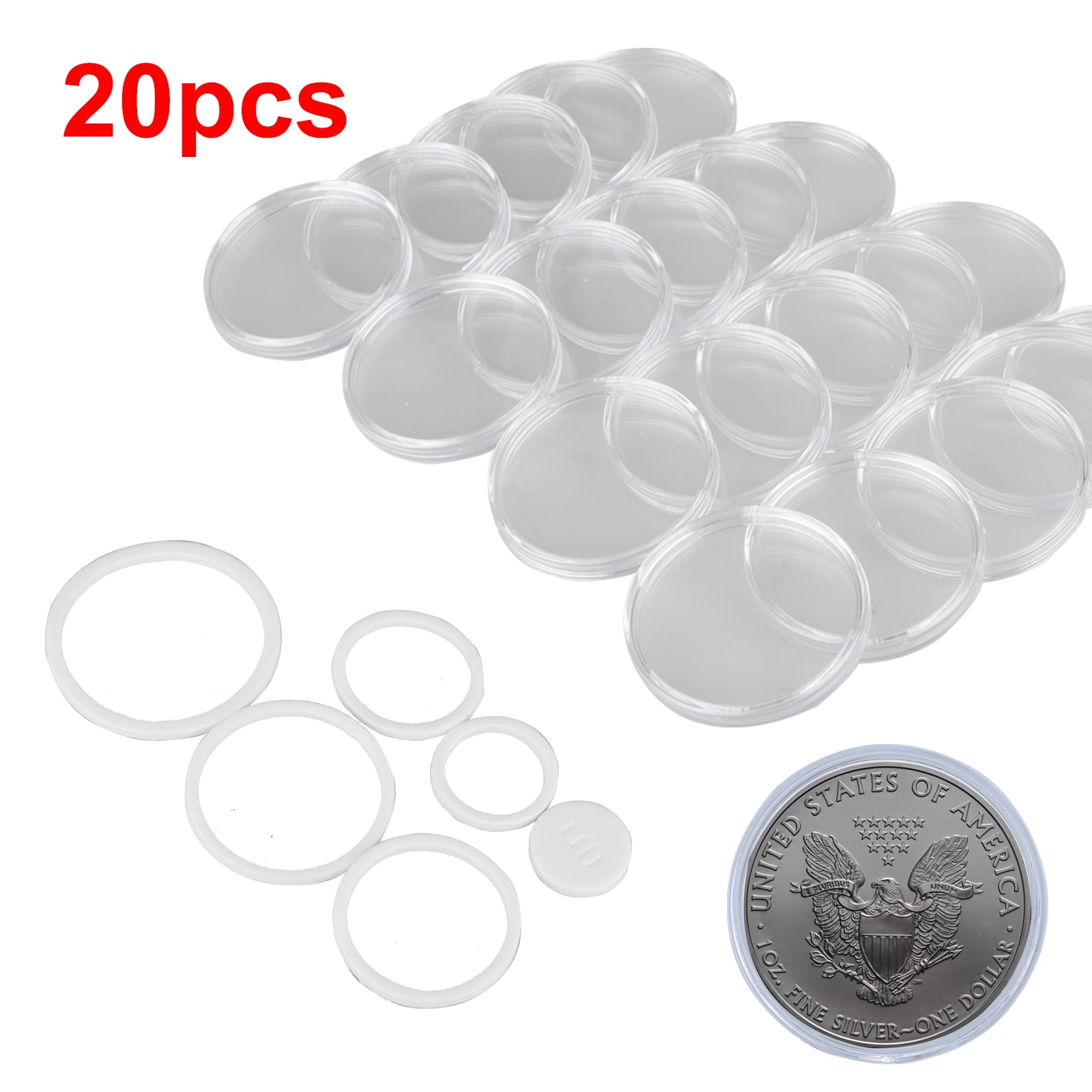 Round Coin Holder Case for Coin Collectors, 2'' Outer Dia & 1.8'' Inner