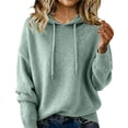 thumbnail image 2 of Suéteres de mezcla de Cachemira for mujer, sudaderas con capucha de lana suave con cuello redondo, jersey de punto acogedor con cordón for Otoño e Invierno 2026, 2 of 3