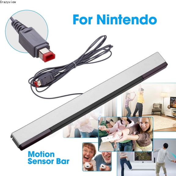 Crazyview Wired Infrared IR Ray Motion Receiver Sensor Bar for Nintendo Wii Wii U Console with Stand Motion Sensor