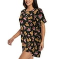 thumbnail image 2 of Wukai Rose Flower Bear Women's Pajama Set,Short-Sleeve Top and Shorts with Elastic Waistband and Pockets for Loungewear, Yoga, and Casual Wear-XX-Large, 2 of 8